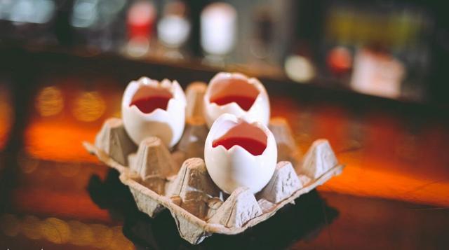 Drinks served, egg crate style at HotMess. Drinks served, egg crate style at HotMess.