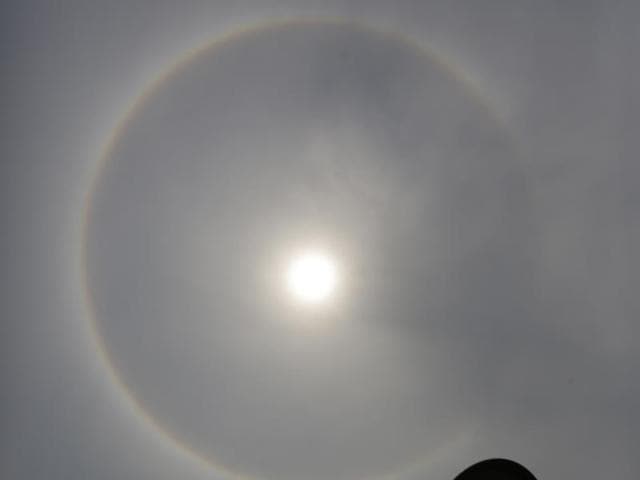 Rainbow seen around the sun all around northern California Monday