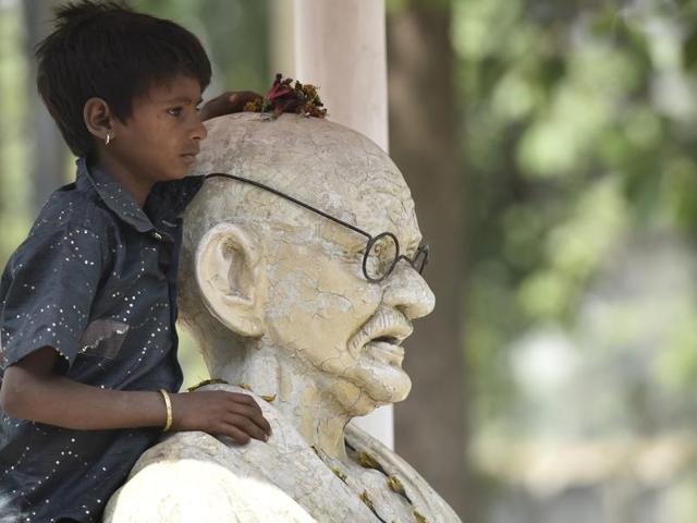 Bhitiharwa Gandhi Ashram, founded by Gandhi in November 1917, near Narkatiaganj in West Champaran was renovated four years ago but by then not much remained.(Arvind Yadav/Hindustan Times)