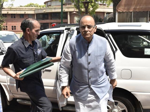 In this file photo, finance minister Arun Jaitley reaches Parliament during the second part of the budget session. (Mohd Zakir/HT Photo) In this file photo, finance minister Arun Jaitley reaches Parliament during the second part of the budget session. (Mohd Zakir/HT Photo)