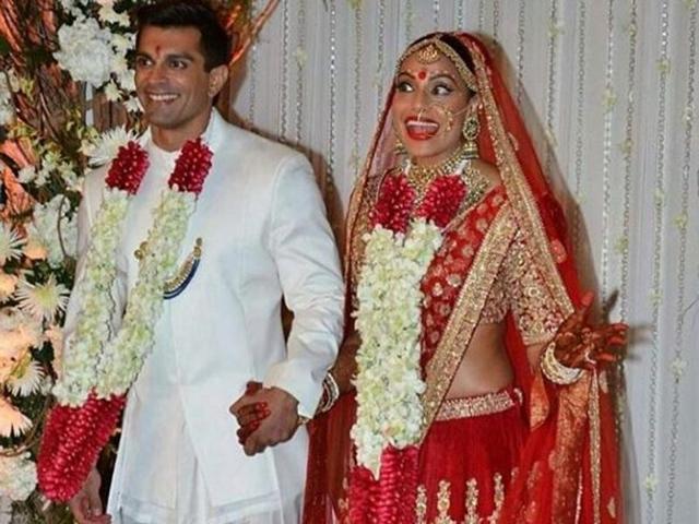 34-year-old Karan, who co-starred with Bipasha in Alone, made a quirky entry as he arrived at the venue on a segway wearing a white sherwani.  (Instagram) 