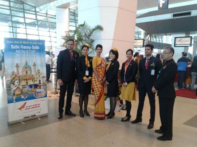A makeover for Air India’s cabin crew is in the offing soon with an internal committee, mostly comprising the in-flight staff, suggesting various sartorial options for draping themselves (Air India Twitter handle) A makeover for Air India’s cabin crew is in the offing soon with an internal committee, mostly comprising the in-flight staff, suggesting various sartorial options for draping themselves (Air India Twitter handle)