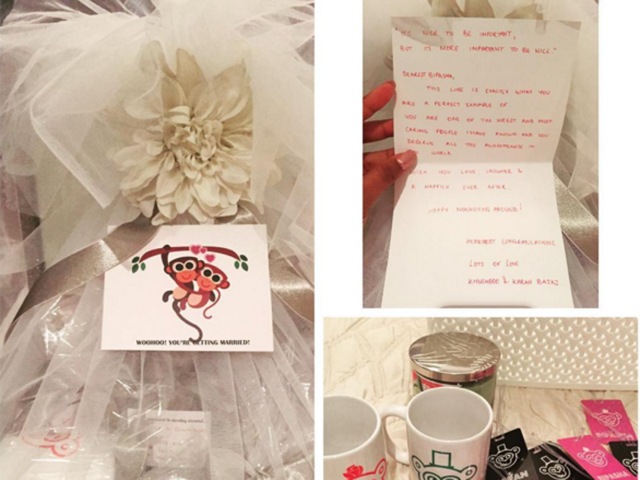 Not to forget that Bipasha and Karan’s is the monkey wedding. Check out the gifts they received.  (Instagram) 