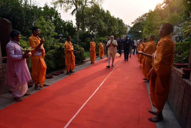 Modi also visited the Centre for Cultural Studies and Research in Varanasi. (Photo: PIB/Twitter) Modi also visited the Centre for Cultural Studies and Research in Varanasi. (Photo: PIB/Twitter)
