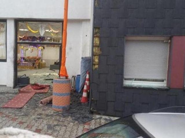 An explosion ripped through the entrance hall of the Nanaksar Satsang Sabha Gurdwara on the evening of April 16, shortly after it hosted a wedding ceremony. (Photo: Facebook) An explosion ripped through the entrance hall of the Nanaksar Satsang Sabha Gurdwara on the evening of April 16, shortly after it hosted a wedding ceremony. (Photo: Facebook)