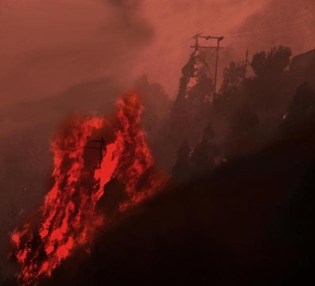 A blaze in Mandakhal near Pauri. (Arvind Moudgil /HT Photo) A blaze in Mandakhal near Pauri. (Arvind Moudgil /HT Photo)