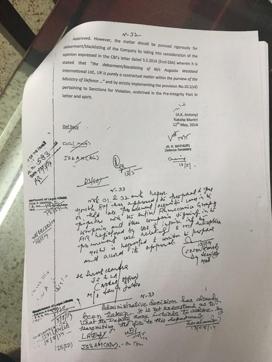 One of the documents accessed by HT that bears then defence minister AK Antony’s signature. One of the documents accessed by HT that bears then defence minister AK Antony’s signature.