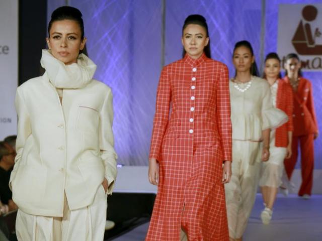 Most of the designs on display were classic, chic and wearable, while having that added touch of the desi fabric. (IANS) Most of the designs on display were classic, chic and wearable, while having that added touch of the desi fabric. (IANS)
