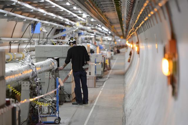 A technician works in the LHC (Large Hadron Collider) tunnel of the European Organization for Nuclear Research. (AP File Photo) A technician works in the LHC (Large Hadron Collider) tunnel of the European Organization for Nuclear Research. (AP File Photo)