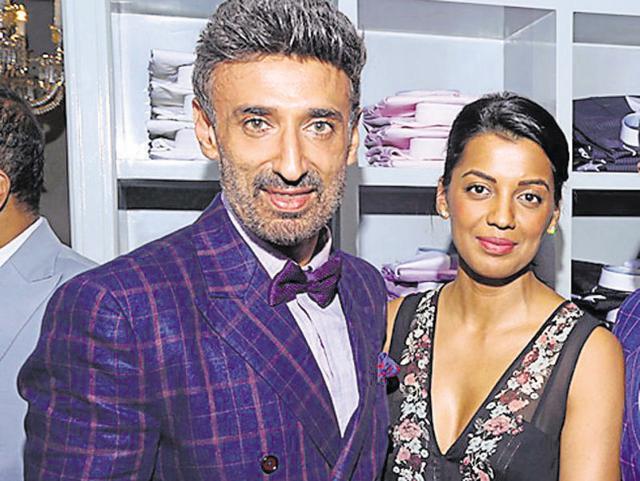 Rahul Dev and Mugdha Godse spotted together at an event. (HT Photo)