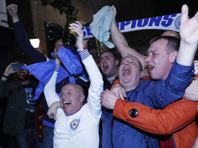 Leicester City fans celebrate winning the Premier League. (REUTERS) Leicester City fans celebrate winning the Premier League. (REUTERS)