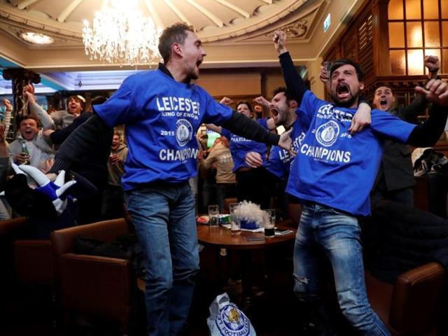 Leicester City fans watch the Chelsea v Tottenham Hotspur game in pub in Leicester. Leicester City fans watch the Chelsea v Tottenham Hotspur game in pub in Leicester.
