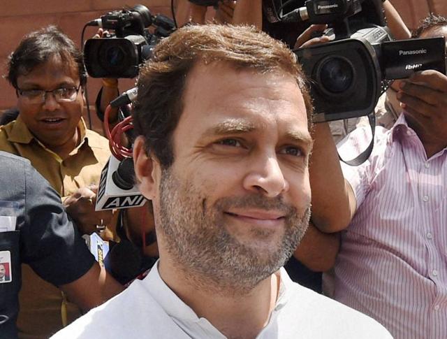 Congress Vice President Rahul Gandhi during the Parliament Session in New Delhi on Tuesday.) (PTI) Congress Vice President Rahul Gandhi during the Parliament Session in New Delhi on Tuesday.) (PTI)
