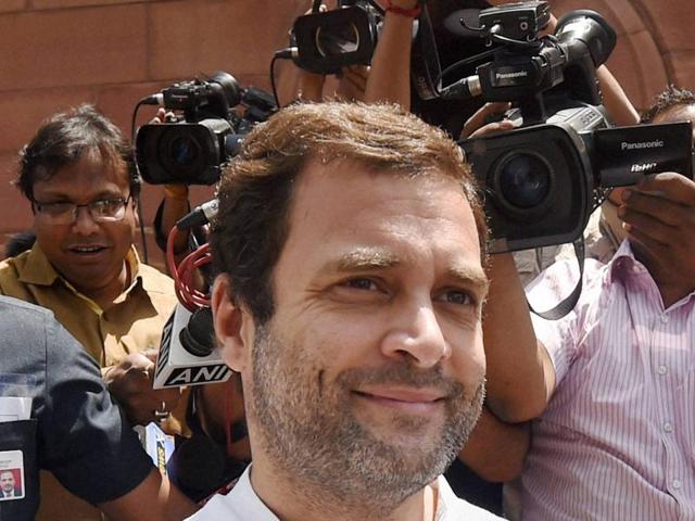 Congress Vice President Rahul Gandhi during the Parliament Session in New Delhi on Monday. (PTI) Congress Vice President Rahul Gandhi during the Parliament Session in New Delhi on Monday. (PTI)