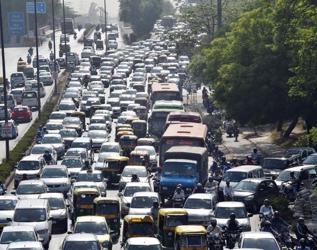 Heavy traffic jam at ITO in New Delhi on Monday. (PTI)