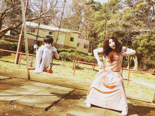 But in these Instagram images, she is a goofy mother to her son Toshiro. (Instagram) 