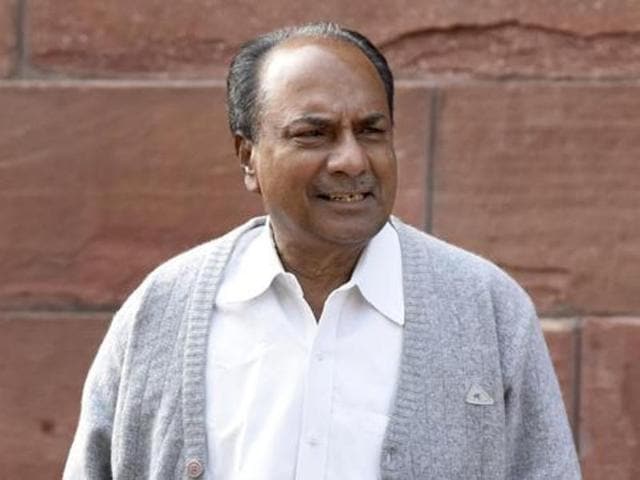 Former defence minister A K Antony (HT photo) Former defence minister A K Antony (HT photo)