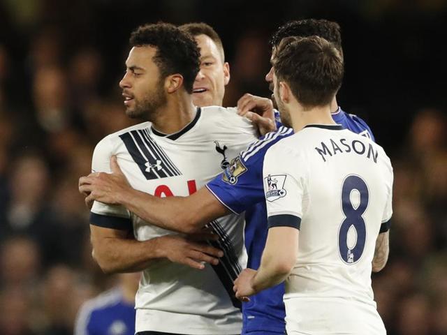 Mousa Dembele appeared to gouge Diego Costa’s eye. (REUTERS) Mousa Dembele appeared to gouge Diego Costa’s eye. (REUTERS)
