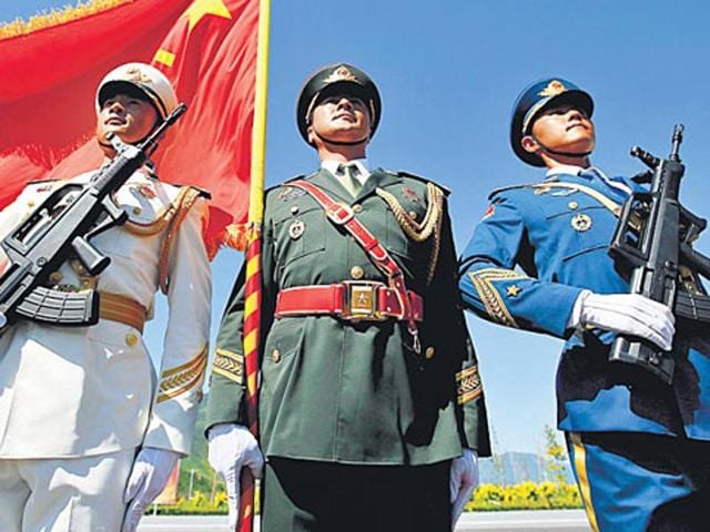 Soldiers of People’s Liberation Army during a training session for the Sept 3 military parade in Beijing, China. (File Photo)