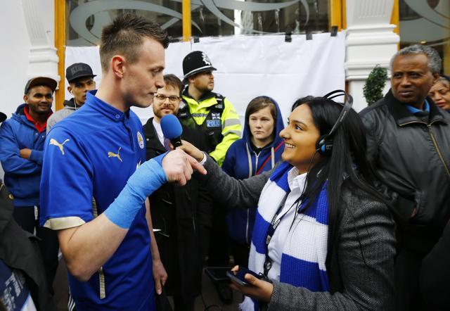 Jamie Vardy lookalike Lee Chapman talks to the media a day after Leicester’s Premier League win. (REUTERS) Jamie Vardy lookalike Lee Chapman talks to the media a day after Leicester’s Premier League win. (REUTERS)