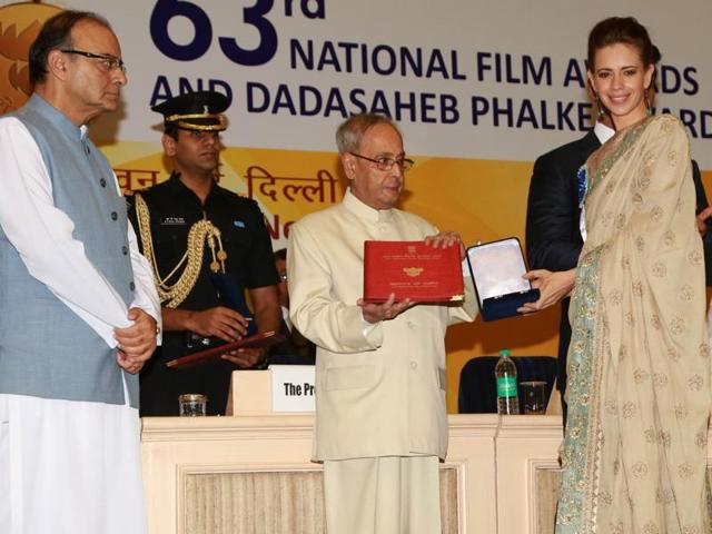 Kalki Koechlin receives the special jury award for Margarita with a Straw from President Pranab Mukherjee in New Delhi. (IANS) Kalki Koechlin receives the special jury award for Margarita with a Straw from President Pranab Mukherjee in New Delhi. (IANS)
