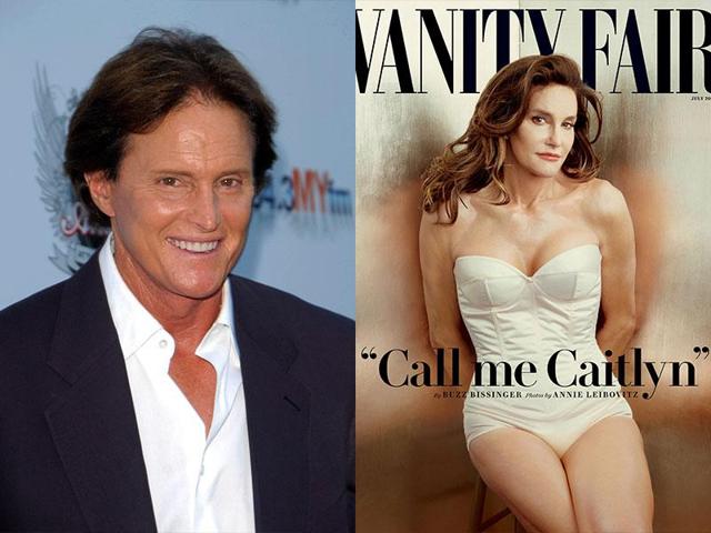 Caitlyn Jenner before her transition (when she was known as Bruce Jenner) and afterwards when she posed for Vanity Fair magazine.
