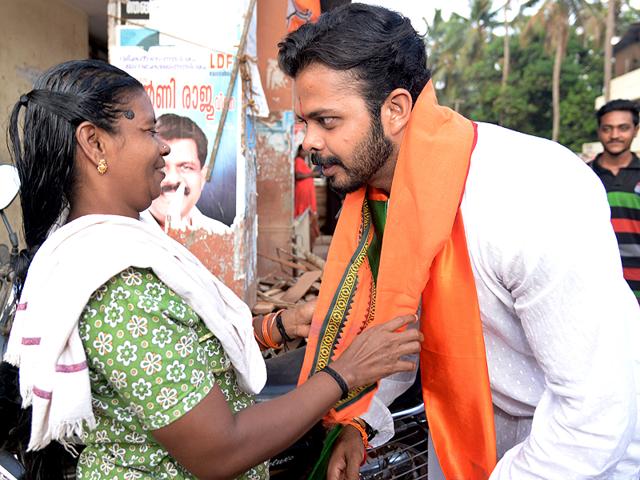“The love and respect you get from politics is much bigger than what you get from cricket,” the 33-year-old former cricketer says. “I breathe politics now.” (Sreekesh Raveendran Nair) “The love and respect you get from politics is much bigger than what you get from cricket,” the 33-year-old former cricketer says. “I breathe politics now.” (Sreekesh Raveendran Nair)