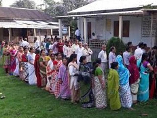 People gather outside a polling booth in Cooch Behar to cast their votes in the final phase of West Bengal assembly elections. (ANI Photo) People gather outside a polling booth in Cooch Behar to cast their votes in the final phase of West Bengal assembly elections. (ANI Photo)