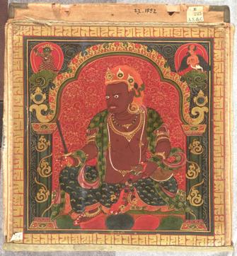 A Thanka (a Tibetan Buddhist painting which usually depicts a scene from the life of Buddha or his teachings) of Vaishravana, from Tibet A Thanka (a Tibetan Buddhist painting which usually depicts a scene from the life of Buddha or his teachings) of Vaishravana, from Tibet