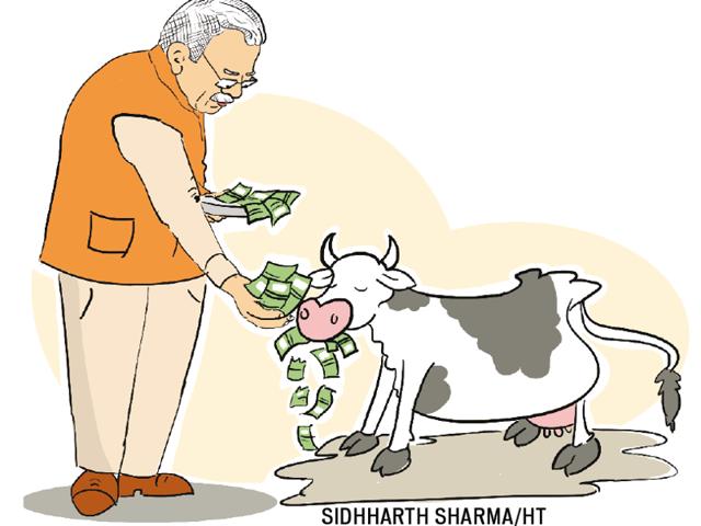 It is no secret that for chief minister Manohar Lal Khattar and his ministers, the cow is an “article of faith”.(Illustration: Sidhharth Sharma/HT Photo)