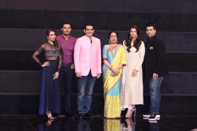 Malaika Arora Khan, Randeep Hooda, filmmaker Omung Kumar, actors Kirron Kher, Aishwarya Rai Bachchan and filmmaker Karan Johar during the promotion of film Sarbjit on the sets of India`s Got Talent Season 7, in Mumbai, on April 28, 2016. (IANS) Malaika Arora Khan, Randeep Hooda, filmmaker Omung Kumar, actors Kirron Kher, Aishwarya Rai Bachchan and filmmaker Karan Johar during the promotion of film Sarbjit on the sets of India`s Got Talent Season 7, in Mumbai, on April 28, 2016. (IANS)