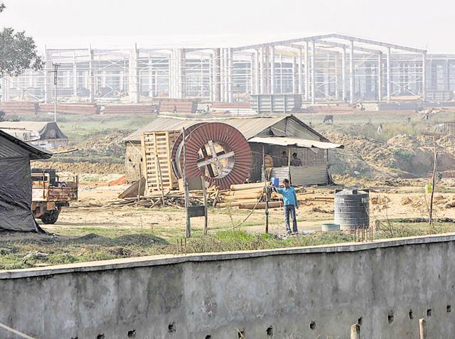 Construction at the Tata Nano project side at Singur. (HT file photo)