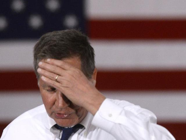 This file photo taken on April 18, 2016 shows Republican presidential candidate John Kasich speaks during a town hall style campaign stop at the Crowne Plaza in Annapolis, Maryland.(AFP)