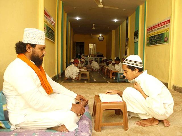 A madrassa in Goregaon (West), Mumbai. Maharashtra received over Rs 9 crore as grants to promote education among minorities. (Vidya Subramanian/HT File Photo) A madrassa in Goregaon (West), Mumbai. Maharashtra received over Rs 9 crore as grants to promote education among minorities. (Vidya Subramanian/HT File Photo)