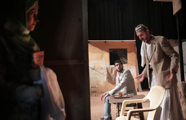 Palestinian actress Yasmin Katba, left, waits backstage to perform the play. (AP) Palestinian actress Yasmin Katba, left, waits backstage to perform the play. (AP)