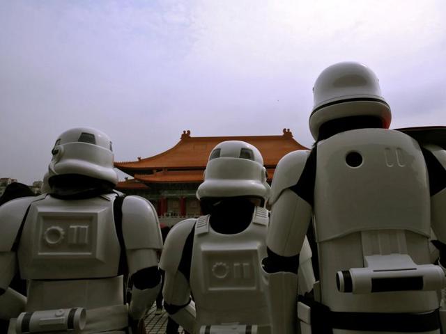 People dressed as Storm Troopers from Star Wars are pictured during Star Wars Day in Taipei, Taiwan. (REUTERS) 
