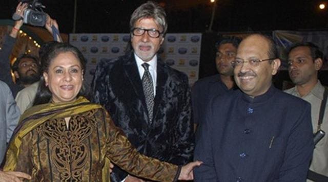 In happier times: Jaya and Amitabh Bachchan with Amar Singh.