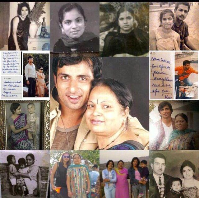 A collage of Sonu Sood and his mother’s pictures.