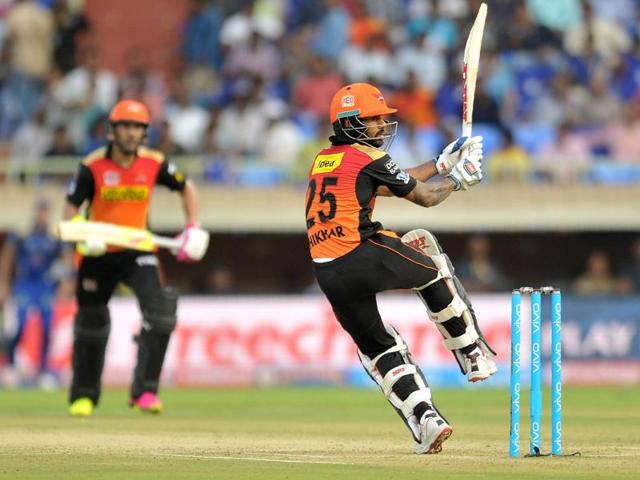Shikhar Dhawan plays the hook shot. (AFP) 