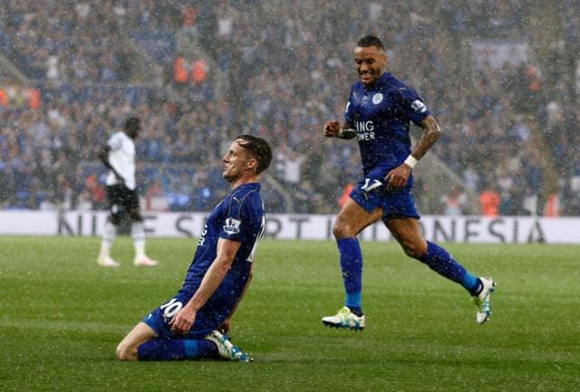 Andy King (L) celebrates after scoring for Leicester. (AFP) Andy King (L) celebrates after scoring for Leicester. (AFP)