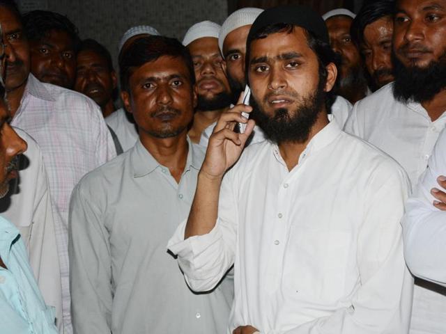 24-year-old Mohammed Mujahid, an Imam from Askha mosque in Loni, Ghaziabad were freed by Delhi Police Special Cell after several days of detention. (Photo by Sakib Ali /Hindustan Time) 24-year-old Mohammed Mujahid, an Imam from Askha mosque in Loni, Ghaziabad were freed by Delhi Police Special Cell after several days of detention. (Photo by Sakib Ali /Hindustan Time)