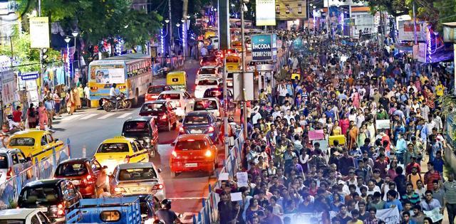 Students of Jadavpur University take part in a rally to protest against alleged ABVP activists attack on them in Kolkata on Saturday evening. (PTI) Students of Jadavpur University take part in a rally to protest against alleged ABVP activists attack on them in Kolkata on Saturday evening. (PTI)