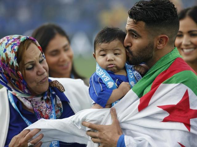 Leicester City’s Riyad Mahrez with his family. (REUTERS) 