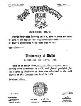 (Modi’s BA degree.) (Modi’s BA degree.)