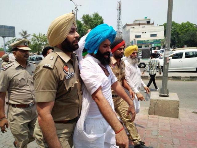 Bains and his supporters were protesting against cable operator network for suspending services of a satellite Punjabi news channel. (Photo source: Facebook) Bains and his supporters were protesting against cable operator network for suspending services of a satellite Punjabi news channel. (Photo source: Facebook)
