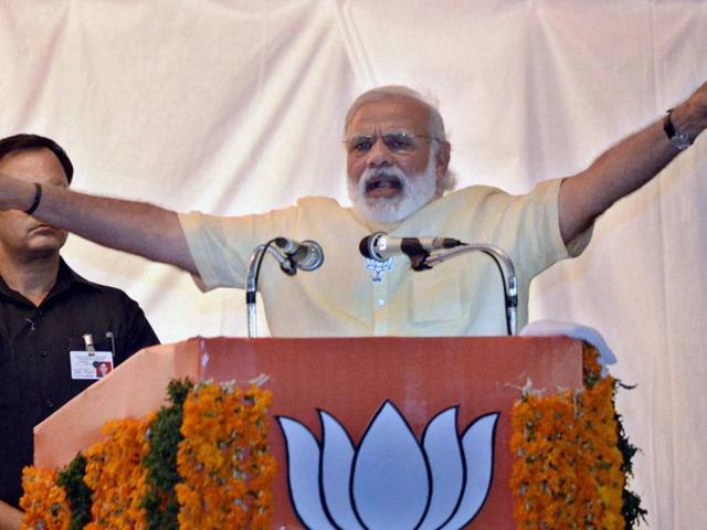 Prime Minister Narendra Modi address during an Assembly elections meeting at Thiruvananthapuram in Kerala on Sunday . (PTI) Prime Minister Narendra Modi address during an Assembly elections meeting at Thiruvananthapuram in Kerala on Sunday . (PTI)