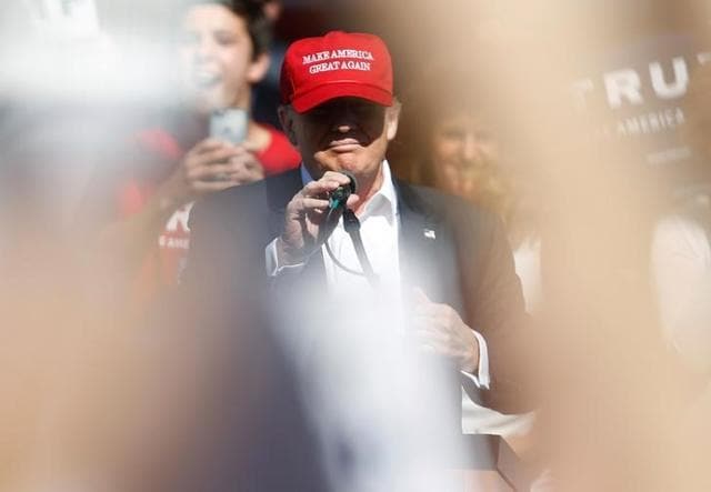 Republican US presidential candidate Donald Trump speaks during a campaign rally in Lynden, Washington. (Reuters) Republican US presidential candidate Donald Trump speaks during a campaign rally in Lynden, Washington. (Reuters)