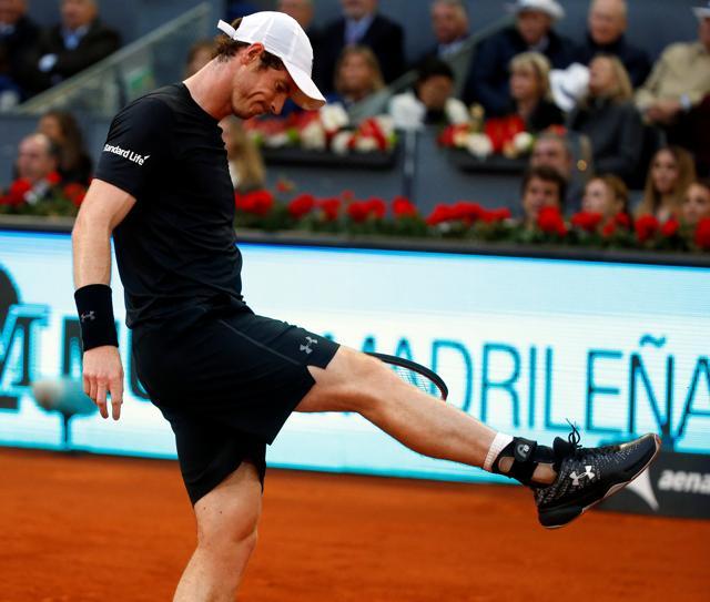 Andy Murray reacts during the match. (Reuters Photo) Andy Murray reacts during the match. (Reuters Photo)