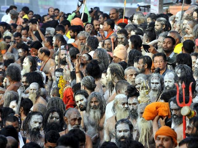 Complaints of police misbehaving with devotees, sadhus, women, elders and media persons poured in on the second Shahi Snan in Ujjain during the Simhastha Kumbh. (Arun Mondhe/HT Photo) Complaints of police misbehaving with devotees, sadhus, women, elders and media persons poured in on the second Shahi Snan in Ujjain during the Simhastha Kumbh. (Arun Mondhe/HT Photo)