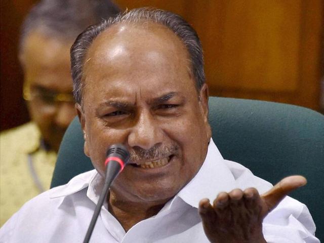 Former defence minister AK Antony interacts with media at Parliament House.(PTI File Photo)